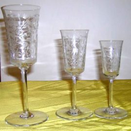 Baccarat stemware with engraved animals and birds decoration