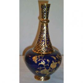 Back of Royal Crown Derby cobalt vase, made for Davis Collamore