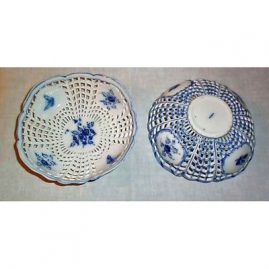 Berlin reticulated bowls with butterflies and flowers, septre mark