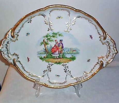 KPM Berlin serving tray with scene of lovers