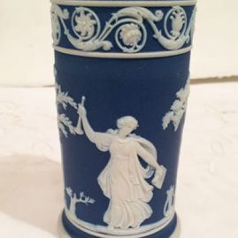 Dark blue jasperware cylindrical vase