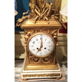 Fabulous French Bronze and marble clock with Marti works signed Boudebine