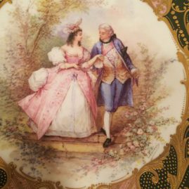 Close up of Sevres plaque artist signed Poitevin