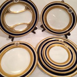 Rare cobalt and gold Coalport dinner service