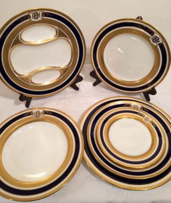 Rare cobalt and gold Coalport dinner service