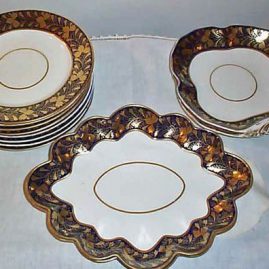 Cobalt and gold Derby dessert set