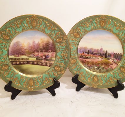 Pair of Royal Doulton plates with beautiful English gardens