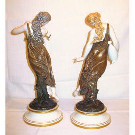 Back of pair of Royal Worcester figurines, Morning Dew and Evening Dew