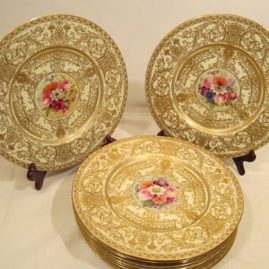 Set of 18 Royal Worcester flowered plates each painted with different flower bouquets