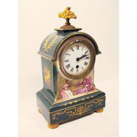 French hand painted clock with raised gilding