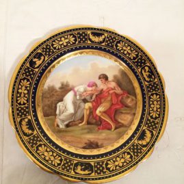 Royal Vienna cobalt plate with raised gilding and blue Jeweling