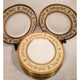 Set of 11 profusely gilded dinner plates made exclusively for Davis Callamore