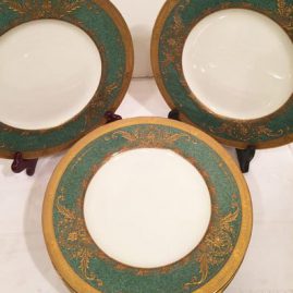 Set of 12 Royal Worcester dinner plates with raised gilding decoration