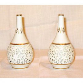 Pair of rare reticulated Grainger Worcester vases