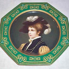 Green octagonal Royal Vienna portrait plate