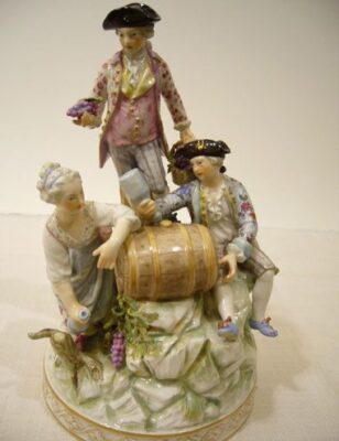 Large KPM figural group of wine makers