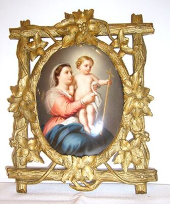 KPM porcelain plaque of mother and child