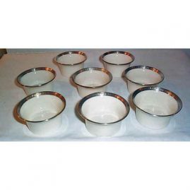 Five Lenox sterling silver rimmed green mark ramekins