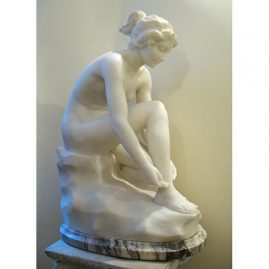 Marble statue of bather signed Pugi