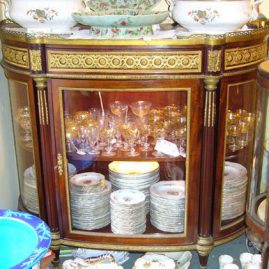 Marble top vitrine cabinet