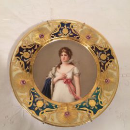 Royal Vienna plate of Queen Marie Louise artist signed Wagner