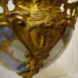 Ormolu handles on side of fabulous Sevres centerpiece