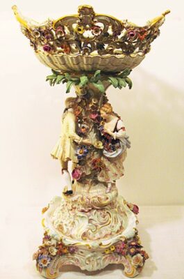 Large meissen centerpiece with figures of a man and a woman