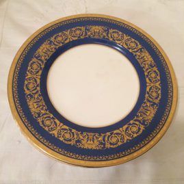 Set of twelve blue and gold Minton dinner plates