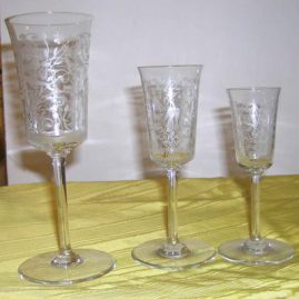 Another picture of the Baccarat stemware with animal and bird decoration