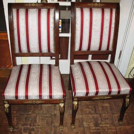 Pair of French style chairs, with ormolu accents