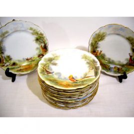 Set of Four Paris Porcelain plates, signed Mansard Rue de Paris