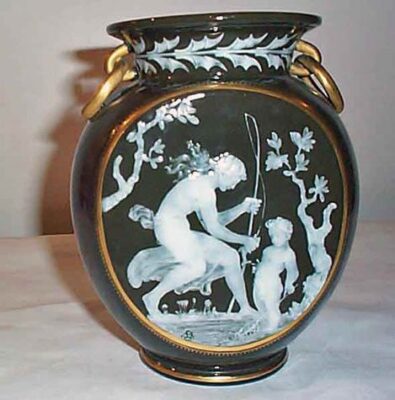 English Pate sur Pate vase with monogram for Marc Louis Solon