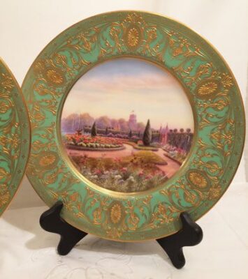 Royal Worcester garden plate of beautiful garden at the Terrace Garden at The Hoar House
