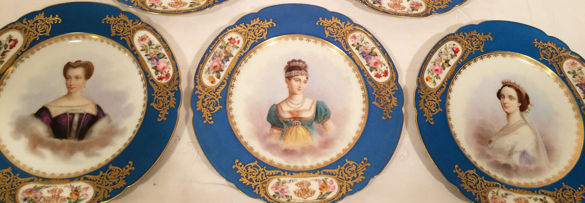 Set of 12 Sevres Portrait Plates, Each Painted Differently