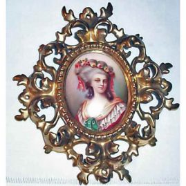 Porcelain plaque of Princess Lambelle in Venetian frame