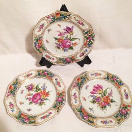 Set of ten Carl Thieme Potsnappel Dresden reticulated dessert plates