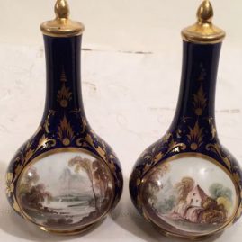 Antique Derby miniature scenic vases