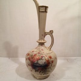 Tall Royal Worcester ewer vase with a beautiful scene