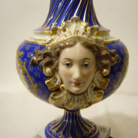 Portrait figures on side of beautiful French lamp attributed to Sevres
