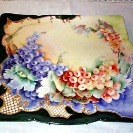 Limoges square grape plaque or tray