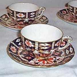 Five Royal Crown Derby Imari made for Tiffany cups and saucers