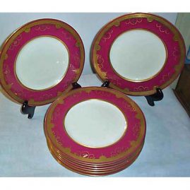 12 Minton made for Tiffany dinner plates with raised jeweling