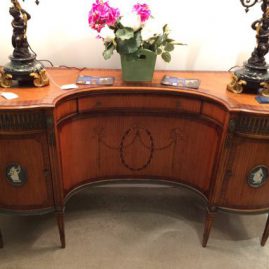 Inlaid vanity with blue jasperware decorations