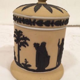 Wedgwood rare jasperware covered piece in beige and black