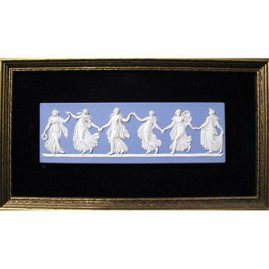 Wedgwood plaque in frame of dancing hours