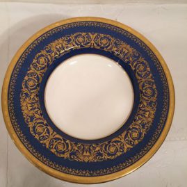 Set of eleven Minton blue and gold wide rim soup bowls