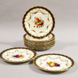 Set of twelve Royal Worcester plares each painted with different fruits artist signed Phillips