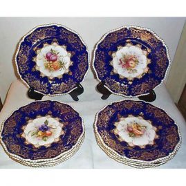 Royal Worcester fruit plates, all different fruits with fluted edge