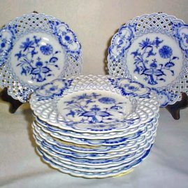 Meissen blue onion reticulated plates