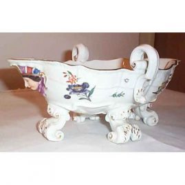 Meissen antique bowl with figural faces on each side